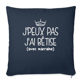Bêtise Avec Marraine ! - Housse de coussin décorative 45 x 45 cm - bleu marine - Devant