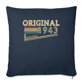 80th Birthday Woman Man Vintage 1943 80 Years - Sofa pillowcase 17,3'' x 17,3'' (45 x 45 cm) - navy - Front
