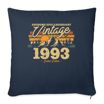 Cadeau Anniversaire Vintage 1993 - Housse de coussin décorative 45 x 45 cm - bleu marine - Devant