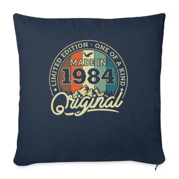 Cadeau Anniversaire 1984 - Housse de coussin décorative 45 x 45 cm - bleu marine - Devant
