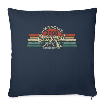 Cadeau Anniversaire 2008 - Housse de coussin décorative 45 x 45 cm - bleu marine - Devant