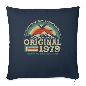 Rétro 44 - Cadeau 44 ans - Housse de coussin décorative 45 x 45 cm - bleu marine - Devant