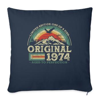Anniversaire 1974 - Housse de coussin décorative 45 x 45 cm - bleu marine - Devant