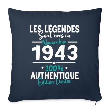 Birthday gift November 1943 80 years - Sofa pillowcase 17,3'' x 17,3'' (45 x 45 cm) - navy - Front