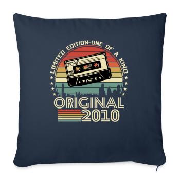Vintage Anniversaire '10, 13/14 ans - Housse de coussin décorative 45 x 45 cm - bleu marine - Devant