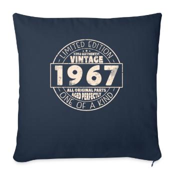 Cadeau 1967 Millésime 56/57 année - Housse de coussin décorative 45 x 45 cm - bleu marine - Devant