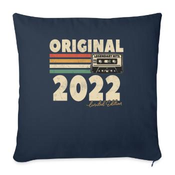 Cadeau d’anniversaire vintage 2022 - Housse de coussin décorative 45 x 45 cm - bleu marine - Devant