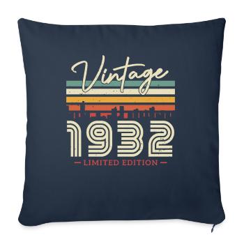 Vintage 1932 Cadeau d’anniversaire en édition limitée - Housse de coussin décorative 45 x 45 cm - bleu marine - Devant