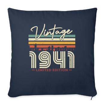 Cadeau d’anniversaire vintage 1941, 82/83 ans - Housse de coussin décorative 45 x 45 cm - bleu marine - Devant