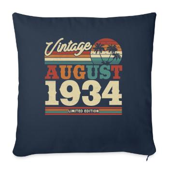 Cadeau d’anniversaire vintage août 1934 - Housse de coussin décorative 45 x 45 cm - bleu marine - Devant