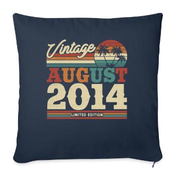 Cadeau d’anniversaire vintage 2014, 9-10 ans - Housse de coussin décorative 45 x 45 cm - bleu marine - Devant