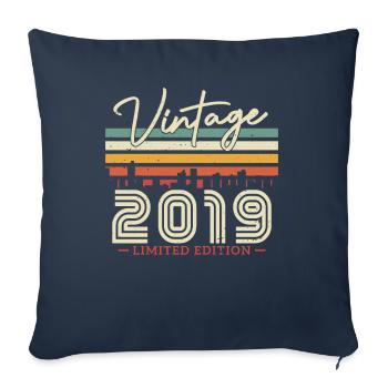 Cadeau Vintage 2019 4/5 J. - Housse de coussin décorative 45 x 45 cm - bleu marine - Devant