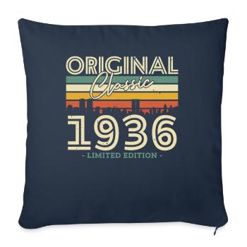 Cadeau d’anniversaire vintage 1936 Classic 87/88 - Housse de coussin décorative 45 x 45 cm - bleu marine - Devant