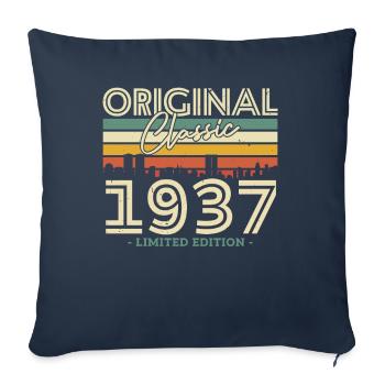 Cadeau Millésime 1937 Original 86/87 - Housse de coussin décorative 45 x 45 cm - bleu marine - Devant