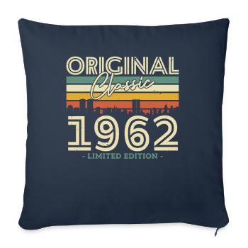 Cadeau vintage 1962 millésime 61/62 ans - Housse de coussin décorative 45 x 45 cm - bleu marine - Devant
