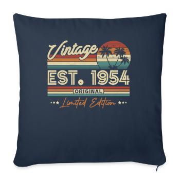 Cadeau d’anniversaire vintage 1954 69/70 ans - Housse de coussin décorative 45 x 45 cm - bleu marine - Devant