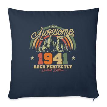 Cadeau d’anniversaire vintage 1941 82/83 ans - Housse de coussin décorative 45 x 45 cm - bleu marine - Devant