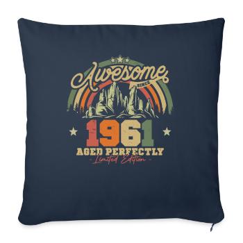 Vintage Birthday Gift 1961 62/63 Years - Sofa pillowcase 17,3'' x 17,3'' (45 x 45 cm) - navy - Front