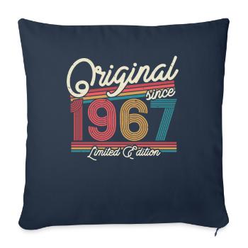 Cadeau d’anniversaire 1967 millésime 56/57 ans - Housse de coussin décorative 45 x 45 cm - bleu marine - Devant
