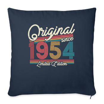 Cadeau 69/70e anniversaire 1954 - Housse de coussin décorative 45 x 45 cm - bleu marine - Devant