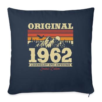 Cadeau d’anniversaire vintage 1962 - Housse de coussin décorative 45 x 45 cm - bleu marine - Devant