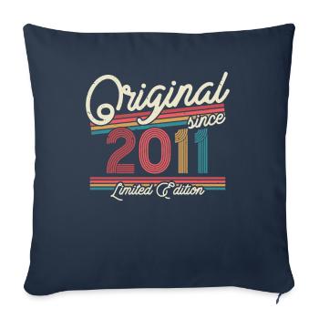 Cadeau d’anniversaire vintage 2011 - Housse de coussin décorative 45 x 45 cm - bleu marine - Devant