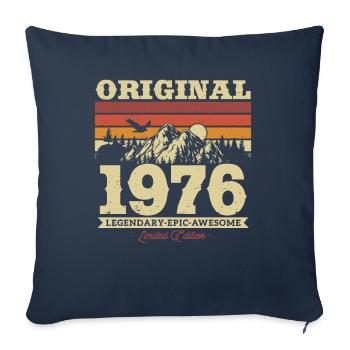 Vintage 1976 Cadeau d’anniversaire - Housse de coussin décorative 45 x 45 cm - bleu marine - Devant