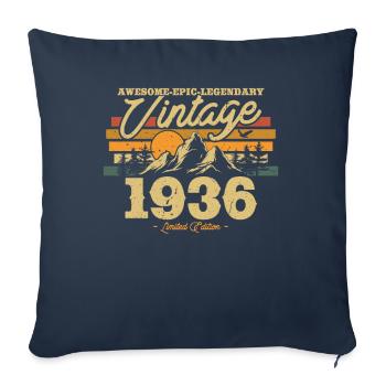 Vintage 1936 Cadeau d’anniversaire - Housse de coussin décorative 45 x 45 cm - bleu marine - Devant
