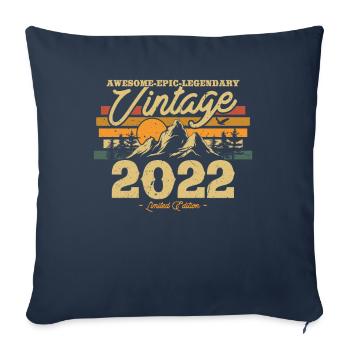 Cadeau d’anniversaire vintage 2022 1/2 ans - Housse de coussin décorative 45 x 45 cm - bleu marine - Devant