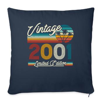 Millésime 2001 Cadeau - 22/23 ans - Housse de coussin décorative 45 x 45 cm - bleu marine - Devant