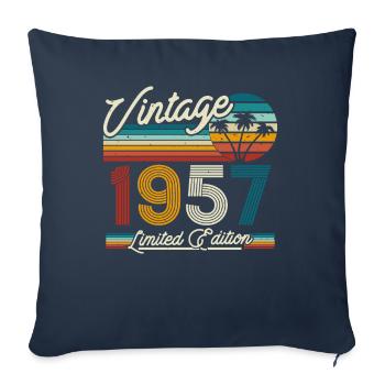 Vintage 1957 Cadeau d’anniversaire - Housse de coussin décorative 45 x 45 cm - bleu marine - Devant