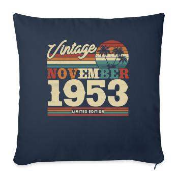 Cadeau d’anniversaire Vintage Nov. 1953 70/71 J. - Housse de coussin décorative 45 x 45 cm - bleu marine - Devant