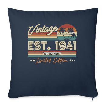 Cadeau vintage 1941 - Housse de coussin décorative 45 x 45 cm - bleu marine - Devant