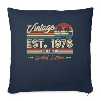 1976 Chemise d’anniversaire vintage - Housse de coussin décorative 45 x 45 cm - bleu marine - Devant