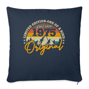 Cadeau d’anniversaire nostalgique '75 - Housse de coussin décorative 45 x 45 cm - bleu marine - Devant