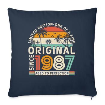 Chemise d’anniversaire légendaire vintage 1987 - Housse de coussin décorative 45 x 45 cm - bleu marine - Devant