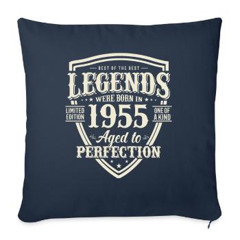 Cadeau d’anniversaire né en 1955 68 ans - Housse de coussin décorative 45 x 45 cm - bleu marine - Devant