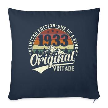 1933 Chemise d’anniversaire vintage - Housse de coussin décorative 45 x 45 cm - bleu marine - Devant