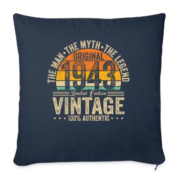 1943 Legend 80/81 years - Sofa pillowcase 17,3'' x 17,3'' (45 x 45 cm) - navy - Front