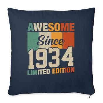 Né en 1934 - Légende Vintage - Housse de coussin décorative 45 x 45 cm - bleu marine - Devant