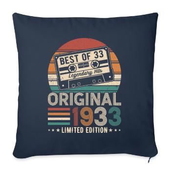 Anniversaire 1933 - Housse de coussin décorative 45 x 45 cm - bleu marine - Devant