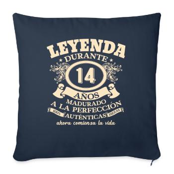 Cadeau d’anniversaire vintage de 14 ans - Housse de coussin décorative 45 x 45 cm - bleu marine - Devant