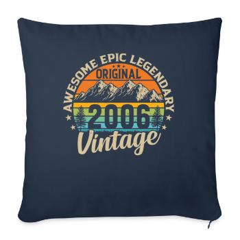 2006 Anniversaire Style rétro - Housse de coussin décorative 45 x 45 cm - bleu marine - Devant