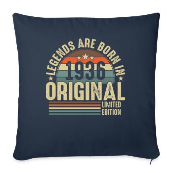 Millésime 1936 - Légendaire 87e anniversaire - Housse de coussin décorative 45 x 45 cm - bleu marine - Devant