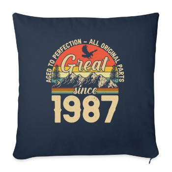 1987 - Une légende fête ses 37 ans - Housse de coussin décorative 45 x 45 cm - bleu marine - Devant
