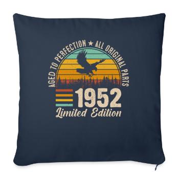Millésime 1952 - Elégance intemporelle pour le 72e anniversaire - Housse de coussin décorative 45 x 45 cm - bleu marine - Devant