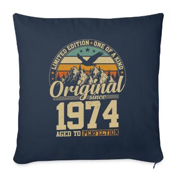 1974 Vintage anniversaire Tee - Housse de coussin décorative 45 x 45 cm - bleu marine - Devant