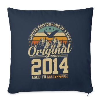 10 ans Vintage Anniversaire 2014 - Housse de coussin décorative 45 x 45 cm - bleu marine - Devant