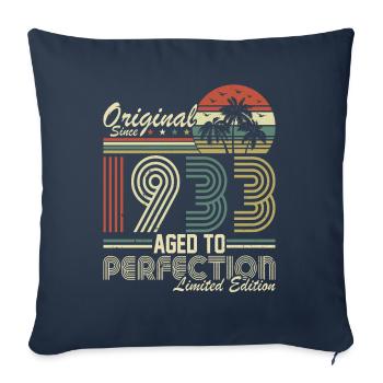 Millésime 1933 Anniversaire - Housse de coussin décorative 45 x 45 cm - bleu marine - Devant