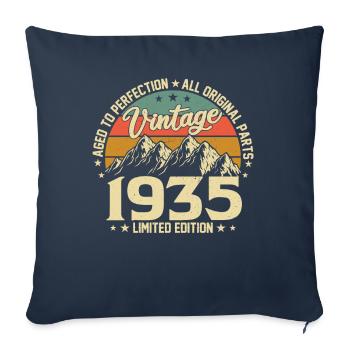 Vintage 1935 anniversaire rétro - Housse de coussin décorative 45 x 45 cm - bleu marine - Devant
